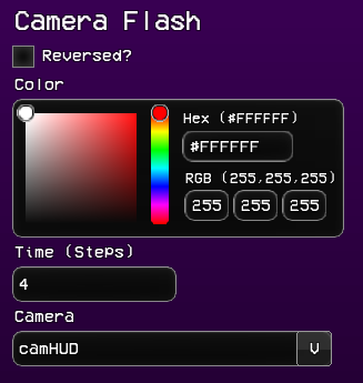 Properties of the Camera Flash event